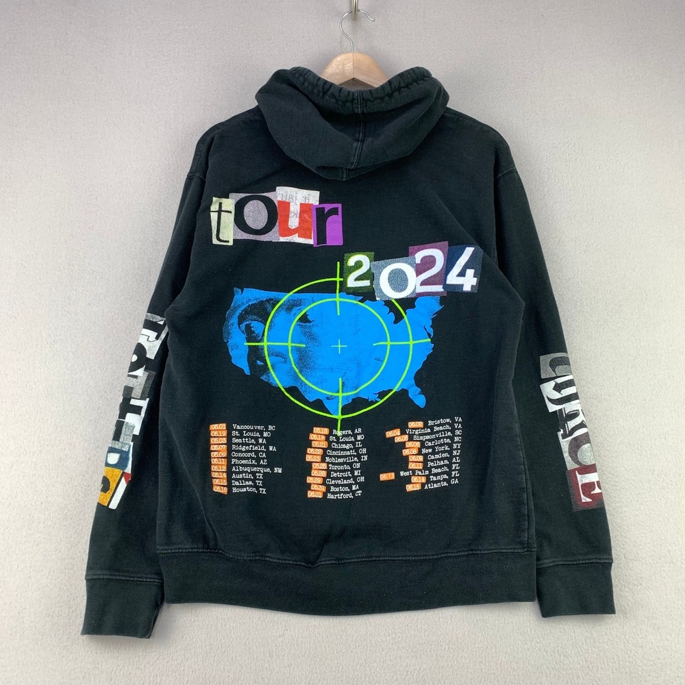 JID Three Letters Randsom Tour 2024 Hoodie Black Medium Hip Hop Rap Graphic